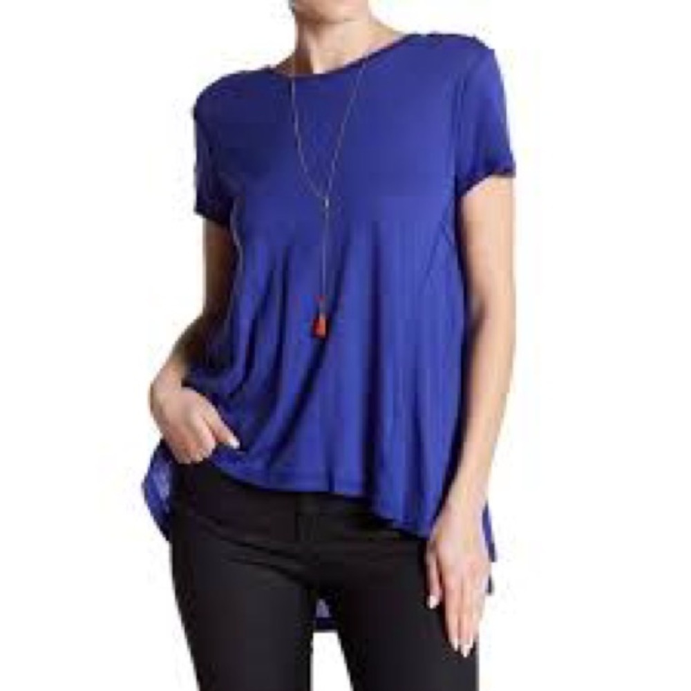 We The Free Cobalt Blue Flowing Short Sleeve Top